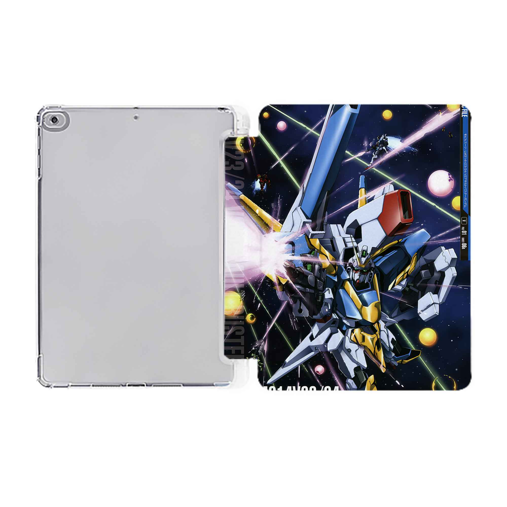 （画像用） 機動戦士ガンダム Mobile Suit Gundam IPad ケース ペン収納付き 三つ折りスタンド PUレザー×シリコン 対応機種9.5/10.5/10.9インチ